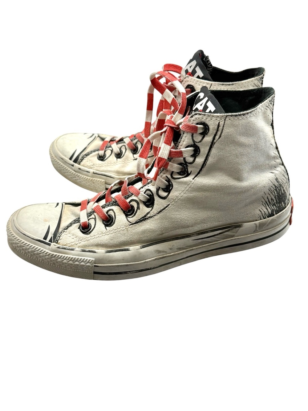 Converse x Dr. Seuss Cat in the Hat High Top Sneakers White Canvas Men’s 8 - Picture 4 of 16